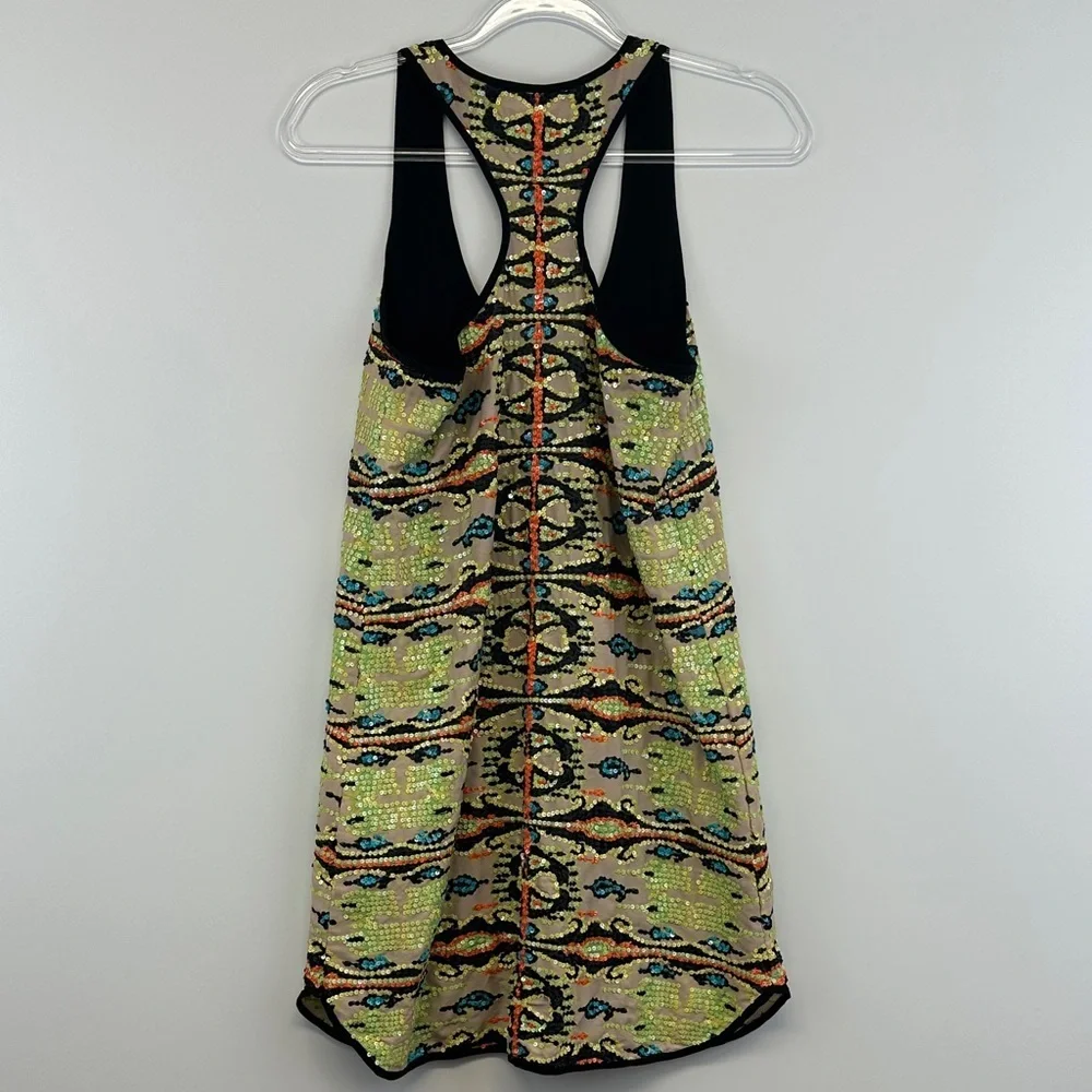 Rapsodia Sequin Kaleidoscope Print Racerback Tank Mini Dress XS